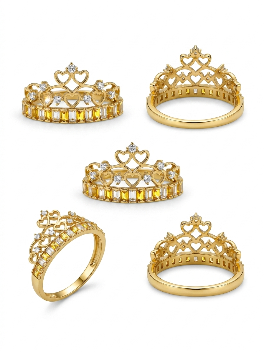 10kt Gold Crown with yellow and white stone.